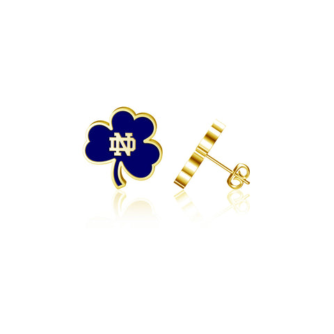 University of Notre Dame Shamrock Post Earrings - Gold Plated Enamel