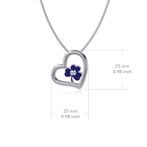 University of Notre Dame Shamrock Heart Necklace - Enamel