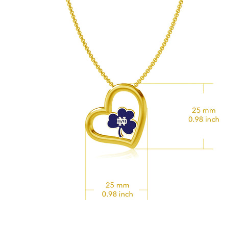 University of Notre Dame Shamrock Heart Necklace - Gold Enamel