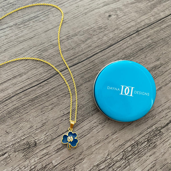 University of Notre Dame Shamrock Pendant Necklace - Gold Enamel