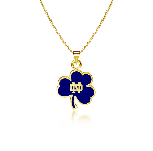 University of Notre Dame Shamrock Pendant Necklace - Gold Enamel