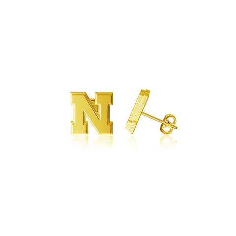 University of Nebraska Post Earrings - Gold Plated