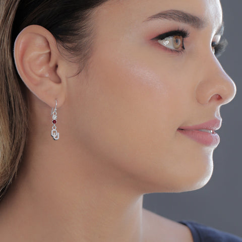 University of Oklahoma Crystal Dangle Earrings - Silver