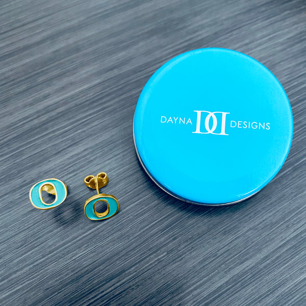 University of Oregon Stud Earrings - Gold Enamel