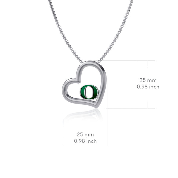 University of Oregon Heart Necklace - Enamel