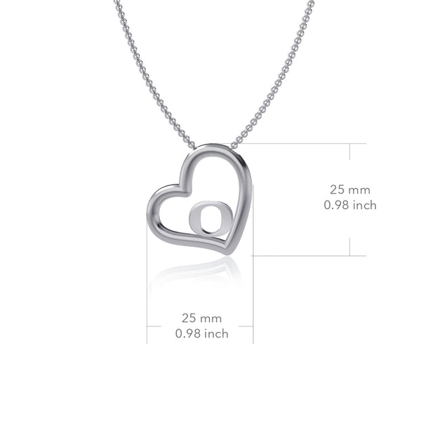 University of Oregon Heart Necklace - Silver