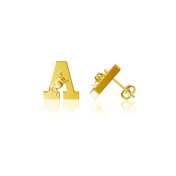 US Military Academy Black Knights Stud Earrings - Gold