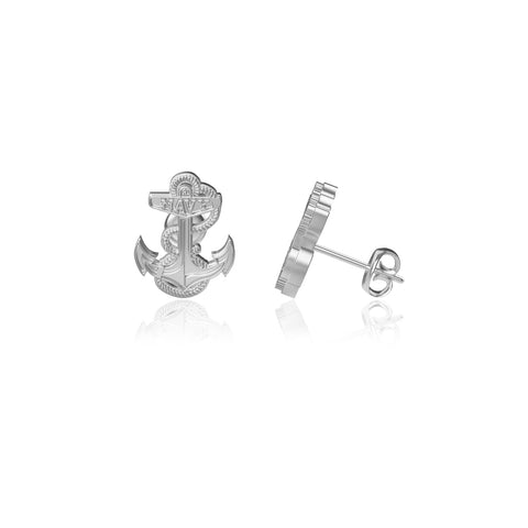 US Naval Academy Post Earrings - Silver