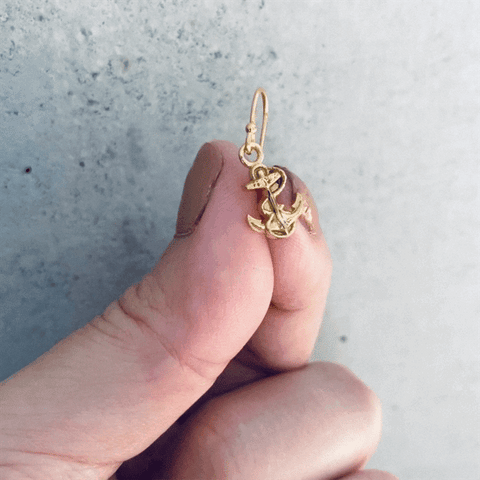 US Naval Academy Dangle Earrings - Gold