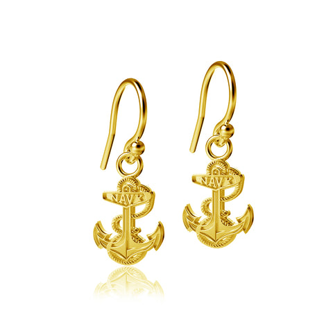 US Naval Academy Dangle Earrings - Gold