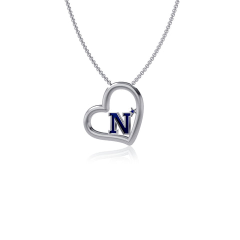 US Naval Academy Heart Necklace - Enamel