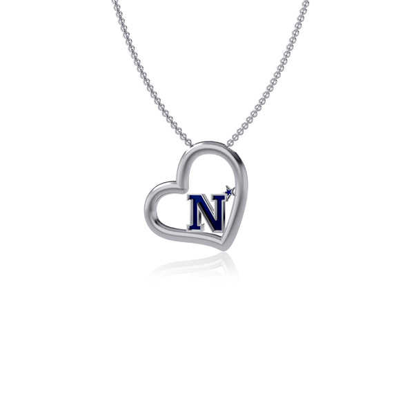 US Naval Academy Heart Necklace - Enamel