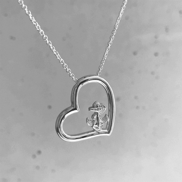 US Naval Academy Heart Necklace - Silver