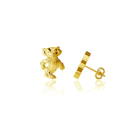 University of Wisconsin Post Earrings - Gold Plated