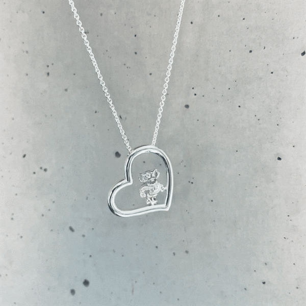 University of Wisconsin Heart Necklace - Silver