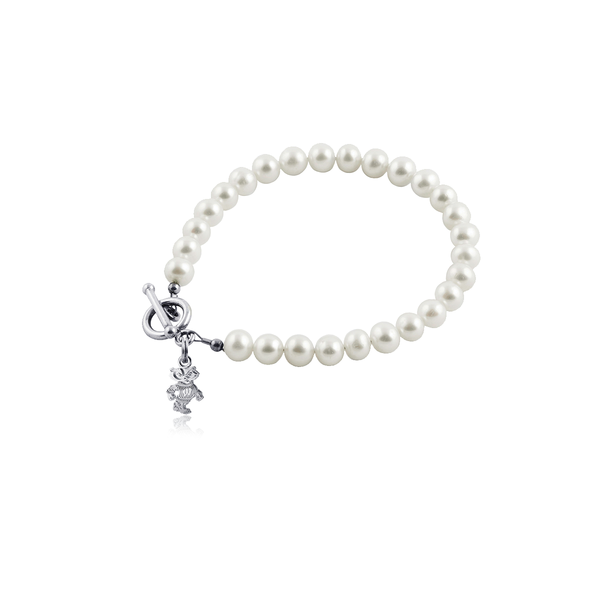 University of Wisconsin Pearl Bracelet - Silver
