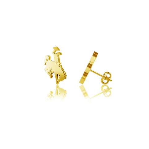 University of Wyoming Post Earrings - Gold Plated