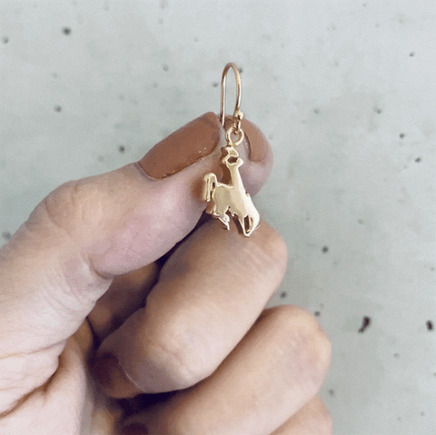 University of Wyoming Dangle Earrings - Gold