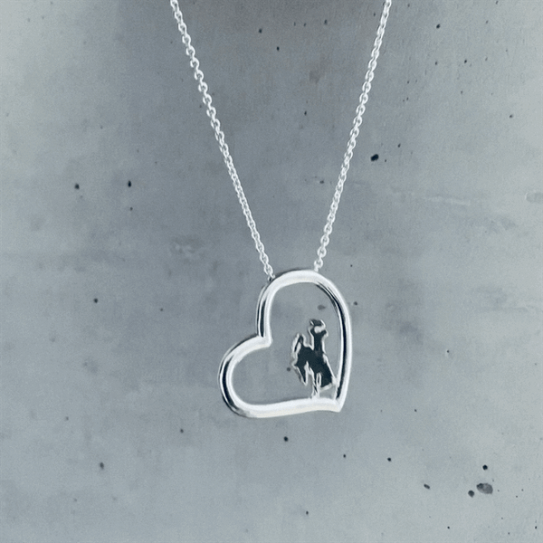 University of Wyoming Heart Necklace - Enamel