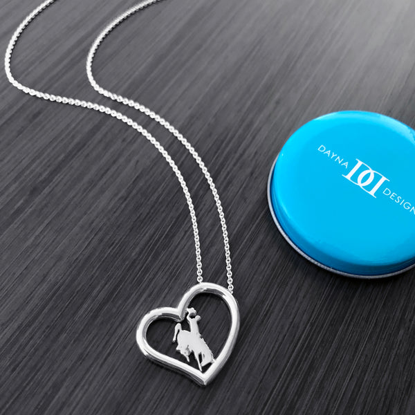 University of Wyoming Heart Necklace - Silver