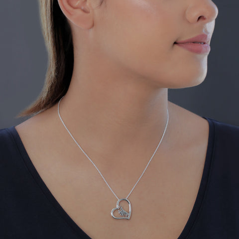 University of Wyoming Heart Necklace - Silver