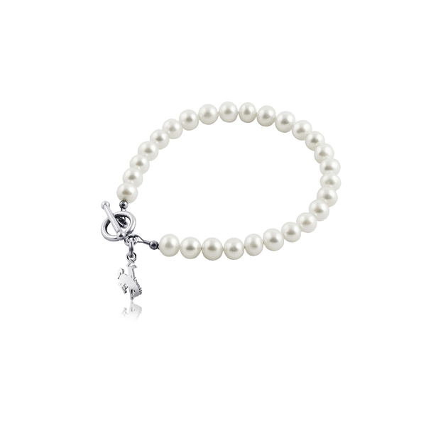 University of Wyoming Pearl Bracelet - Silver