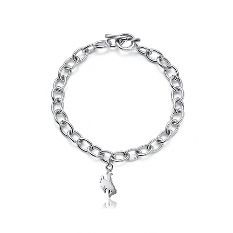 University of Wyoming Link Bracelet - Silver