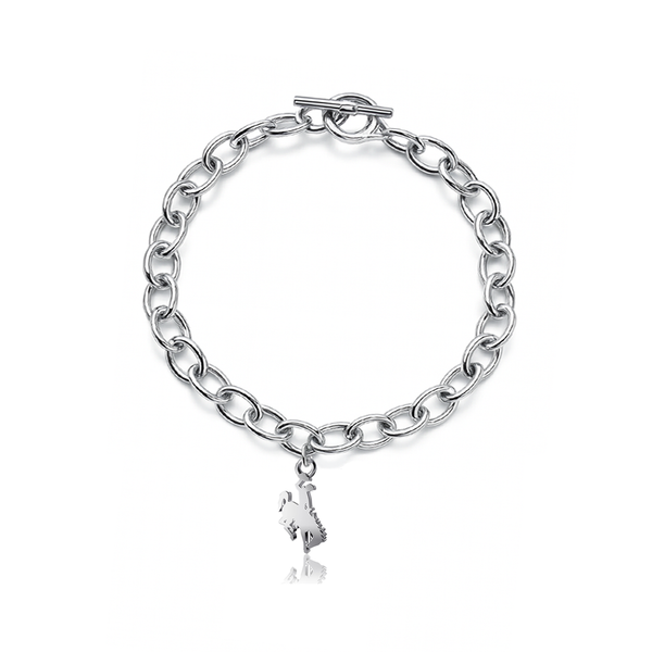 University of Wyoming Link Bracelet - Silver