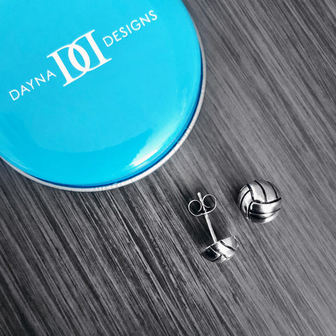 Volleyball Stud Earrings - Silver