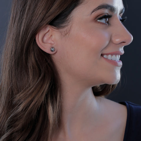 Volleyball Stud Earrings - Silver
