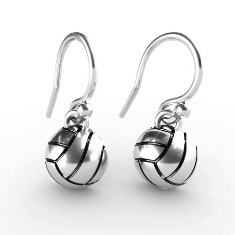 Volleyball Dangle Earrings - Silver