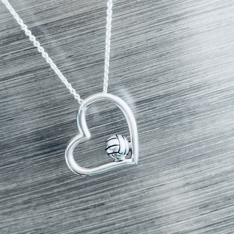Volleyball Heart Necklace - Silver