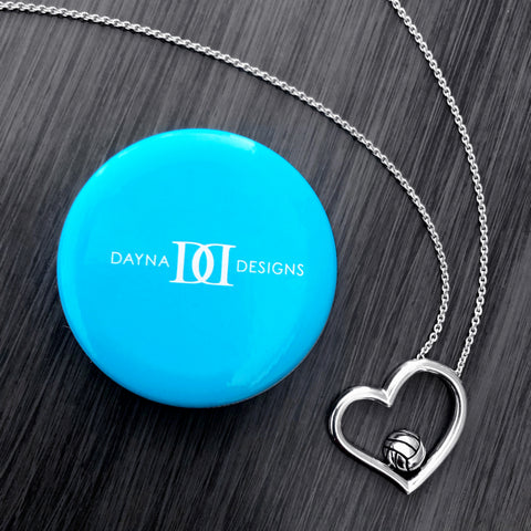 Volleyball Heart Necklace - Silver