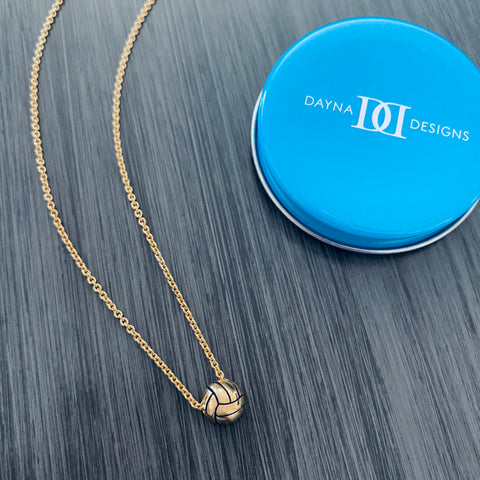Volleyball Pendant Necklace - Gold