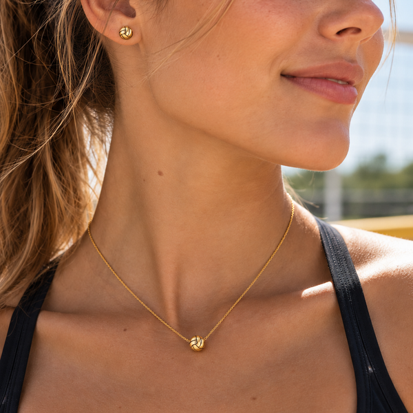 Volleyball Pendant Necklace - Gold