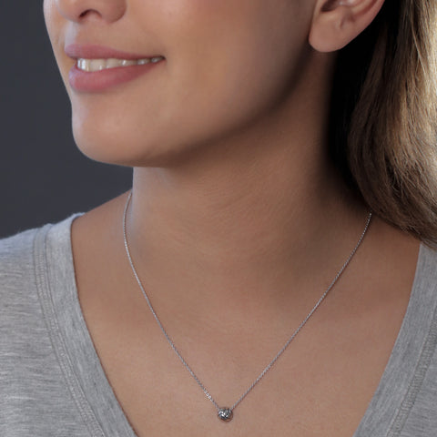 Volleyball Pendant Necklace - Silver