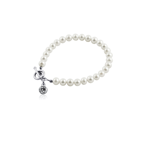 Volleyball Pearl Bracelet - Silver