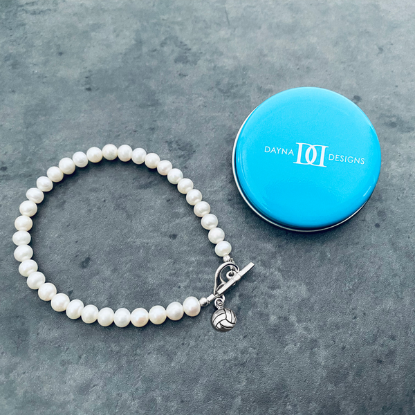 Volleyball Pearl Bracelet - Silver