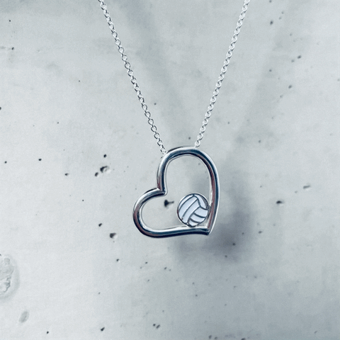 Volleyball Heart Necklace - Enamel