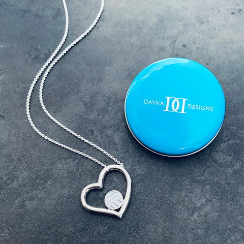 Volleyball Heart Necklace - Enamel