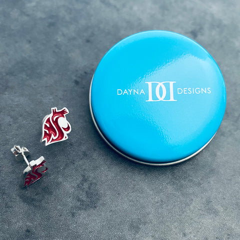 Washington State Cougars Stud Earrings - Enamel