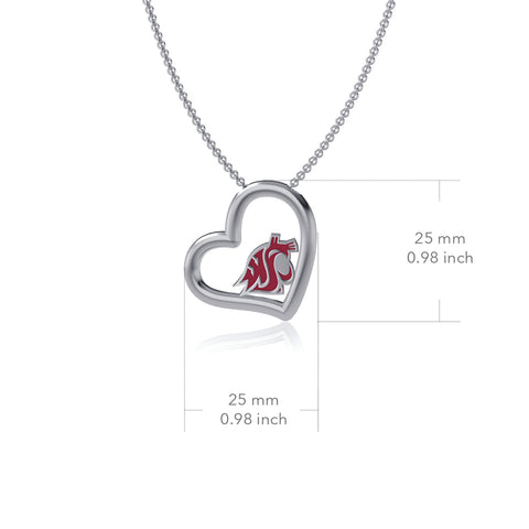 Washington State Cougars Heart Pendant Necklace - Enamel