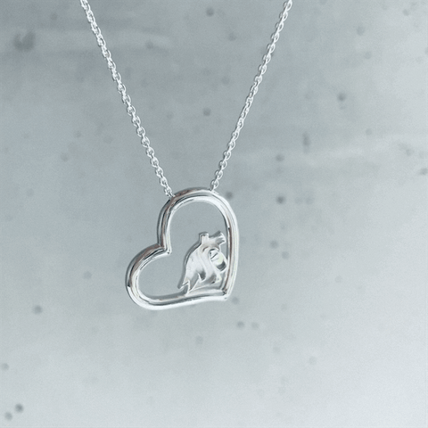 Washington State Cougars Heart Pendant Necklace - Silver