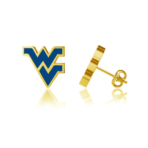 West Virginia University Post Earrings - Gold Plated Enamel