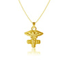 Nurse Caduceus Pendant Necklace - Gold Plated