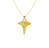 Medical Caduceus Pendant Necklace - Gold Plated