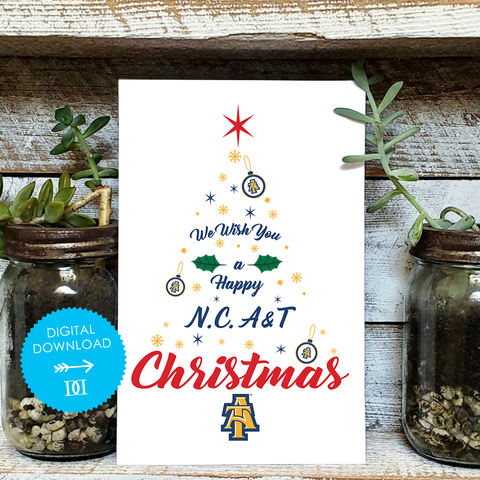 North Carolina A&T Aggies Christmas Tree Card - Digital Download