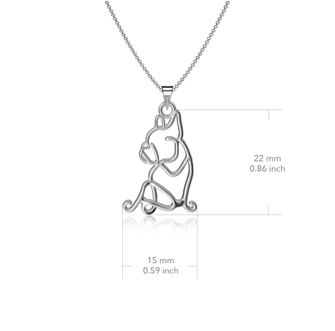 Bulldog Silhouette Pendant Necklace - Silver