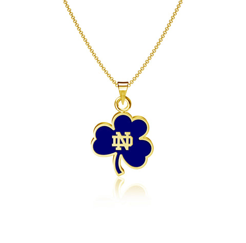 University of Notre Dame Shamrock Pendant Necklace - Gold Plated Enamel