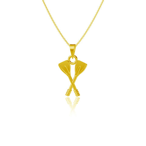 Crew Rowing Pendant Necklace - Gold Plated